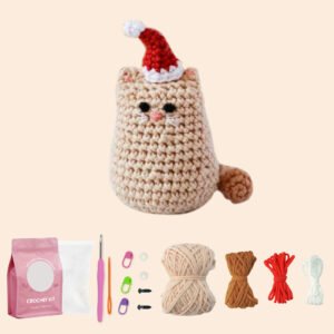 Xmas Hanging Gift Christmas Keychain Cat Diy Beginner Crochet Kit