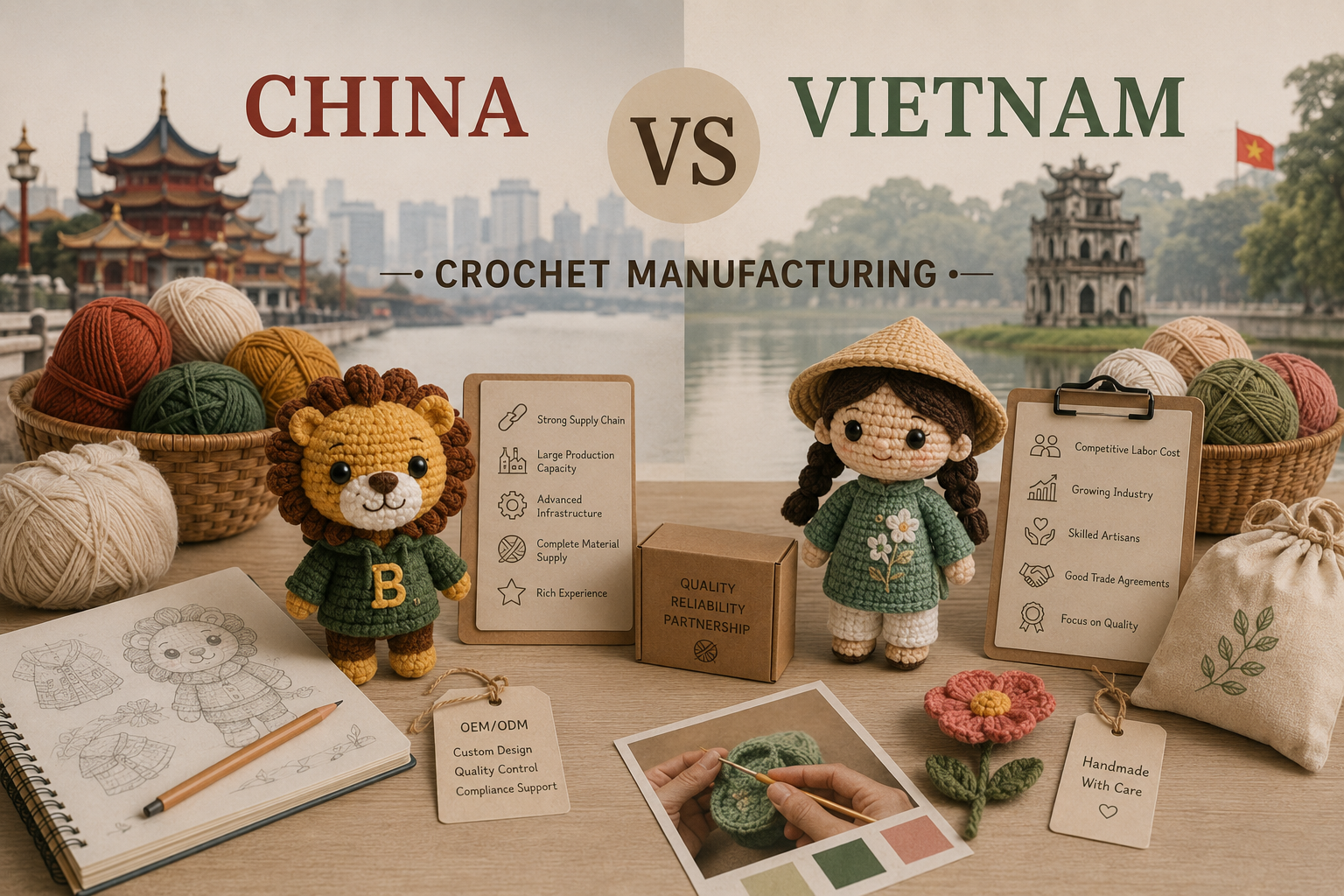 China vs Vietnam crochet manufacturing comparison