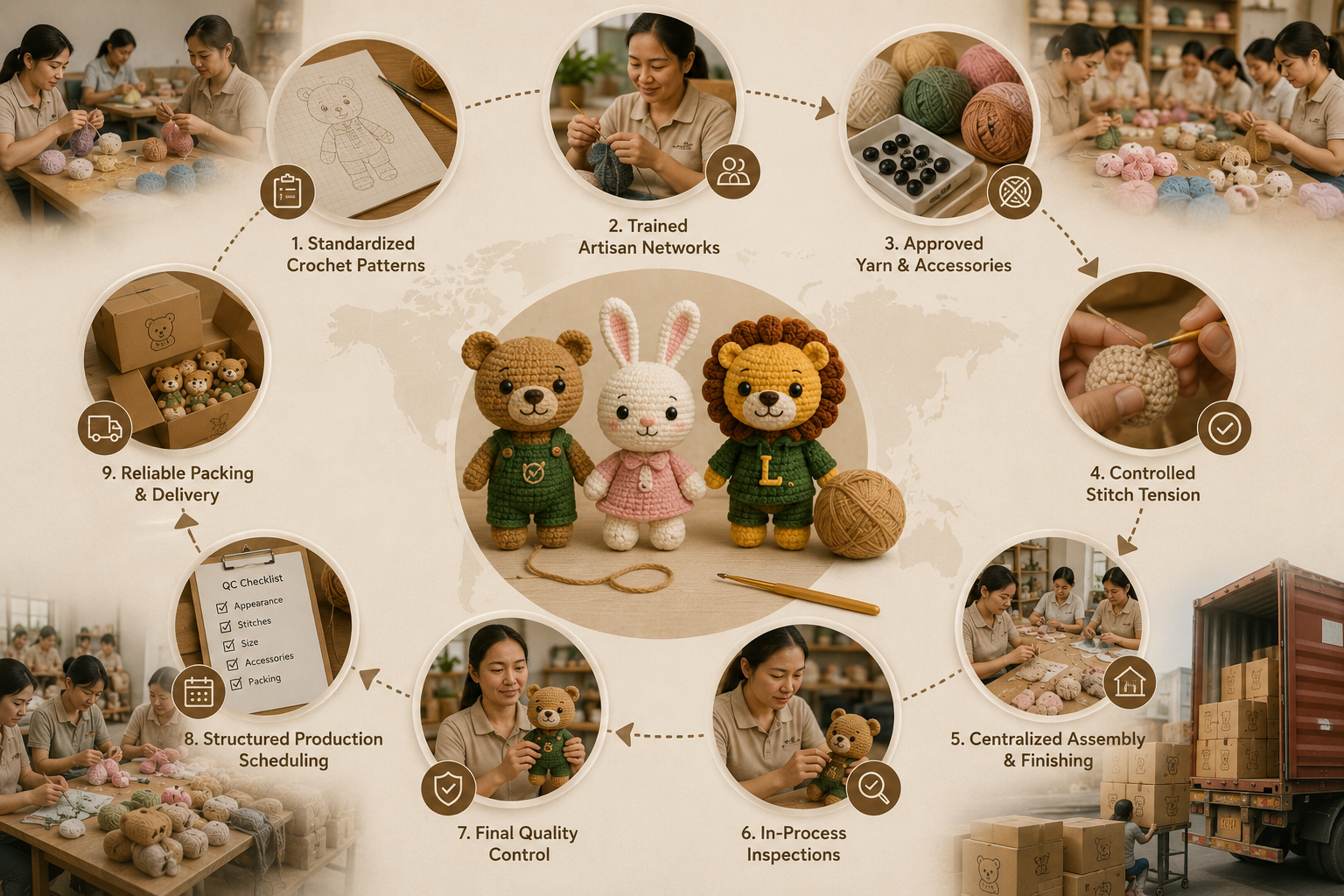 Handmade crochet production network
