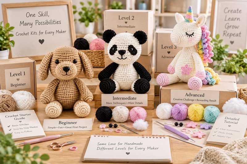 retail ready crochet kits for beginner intermediate and advanced skill levels